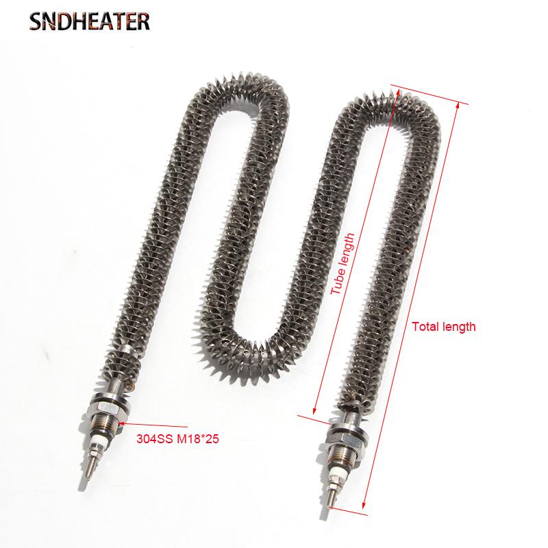 SNDHEATER M18*25 Thread Tubular Finned Heating Element 110V 220V 380V Fin Heater 1.5KW 2KW 2.5KW 3KW 3.5KW for Air Dry Blower 110V