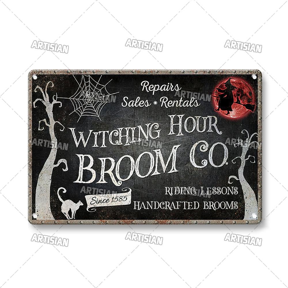 Artisian Halloween Metal Plaque Witches Tin Sign Girl Decorative Plate Wall Decor Garage Bar Pub Club Hotel Kitchen Home