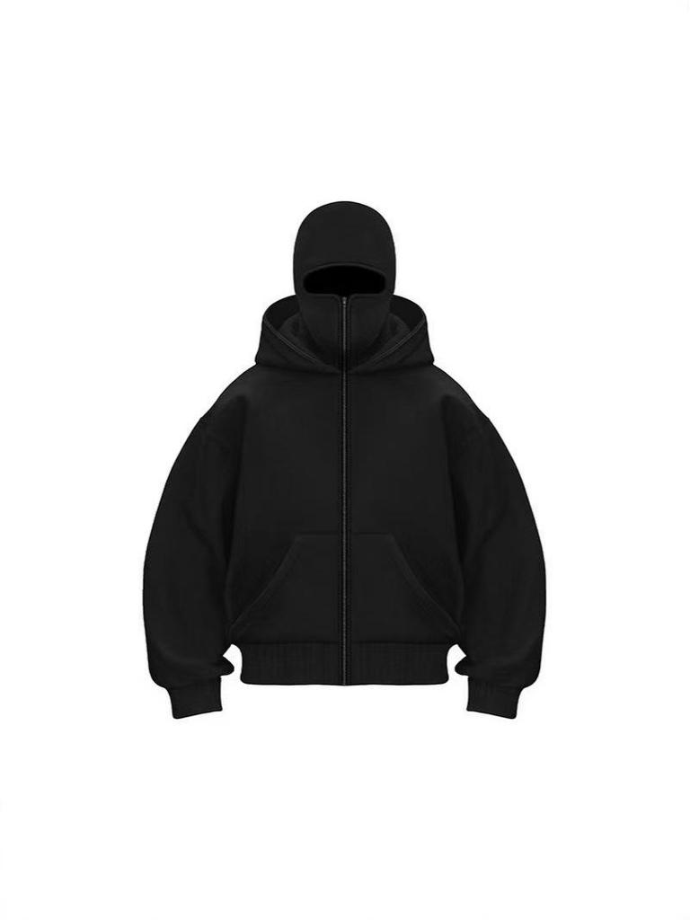 High-Weight Double Hooded Iron Zipper Sweatshirt - Youth Solid Color for Autumn/Winter 