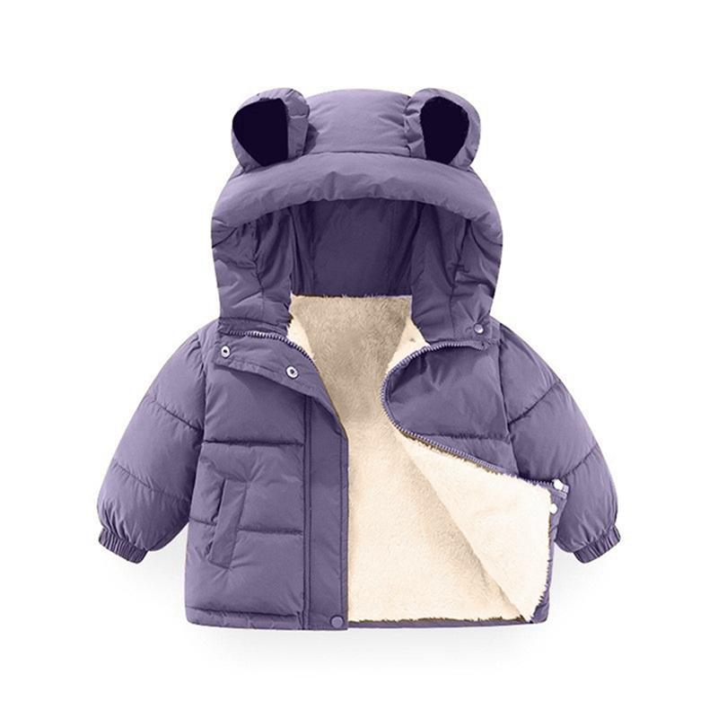 1-7 Years Kids Warm Hooded Coat Windproof Fleece Jacket