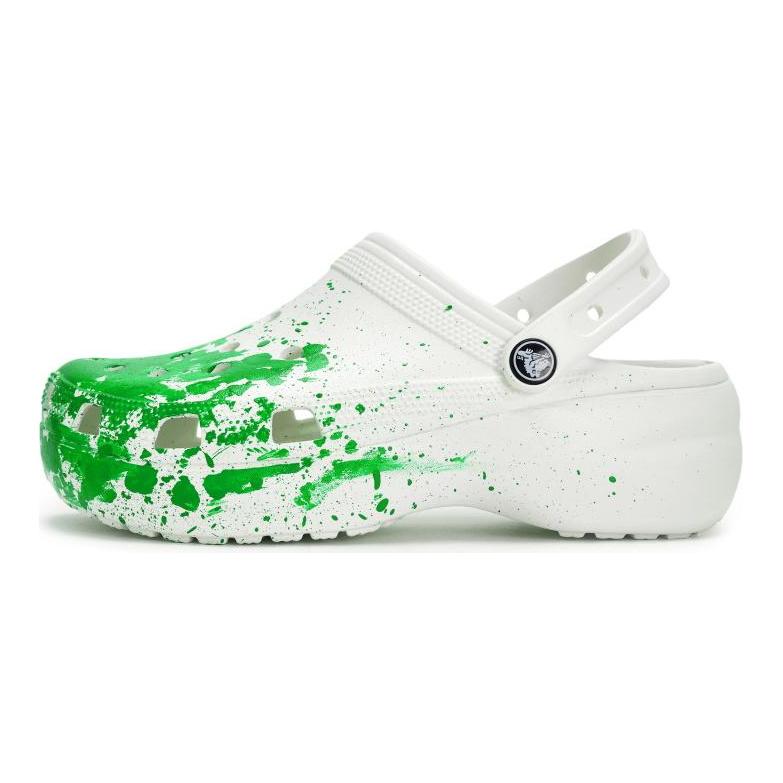 Crocs Classic clog 811 Made in Harmony Live Special Shoe Box Fluid Splash Ink Comfort Hole Shoes Women's White Green