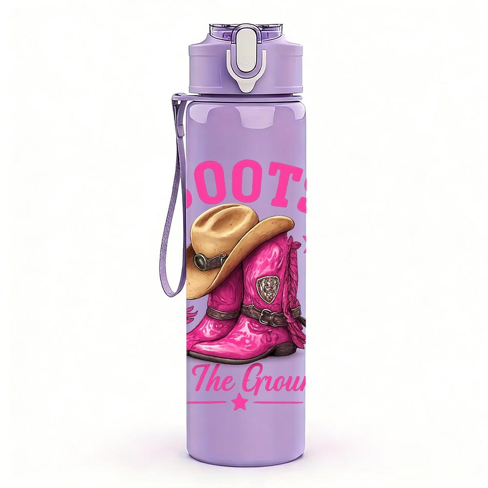 1PC Cowgirl Western Boots 750ml Color Plastic Sports Water Bottle Leakproof Flip Straw Lid Suitable for Sports Office Home Use