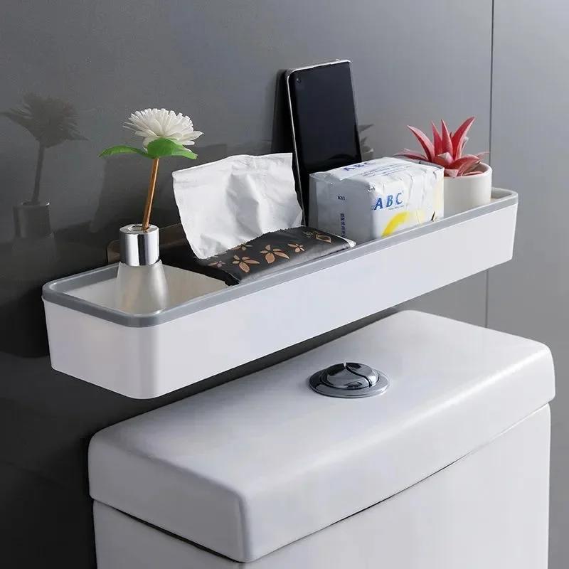1 stuks Toilet Badkamer Opbergkast Rek Muurhangend Gatvrij Multifunctioneel Artefact Boven Toiletrek Wit Schap Organiser