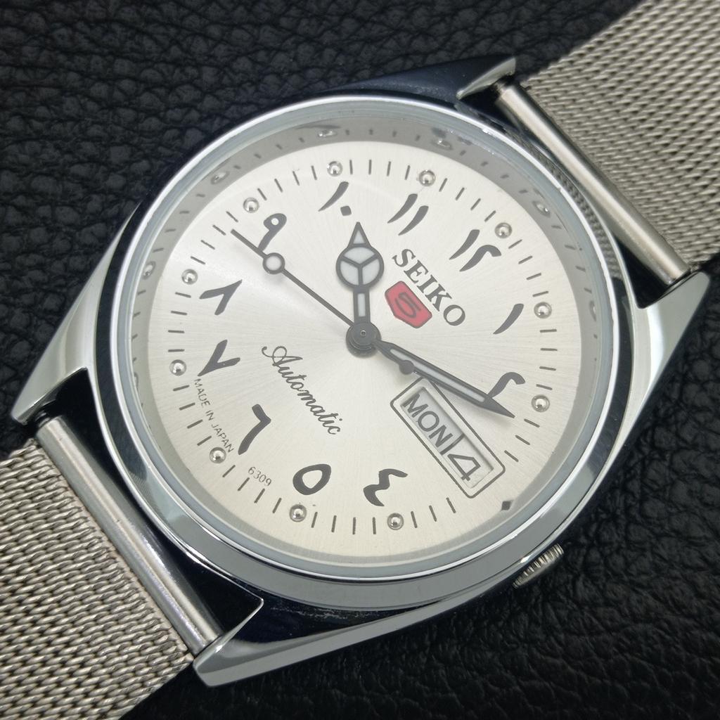 VINTAGE SEIKO 5 AUTOMATIC 6309A JAPAN MENS REFURBISHED SILVER WATCH a442423-1