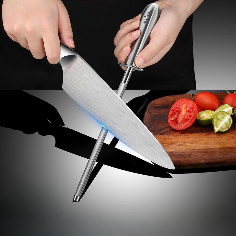 304 Stainless Steel Knife Sharpener Stick, Butcher's Quick Sharpening Tool, Household Kitchen Chef Manual Knife Sharpener, Durab