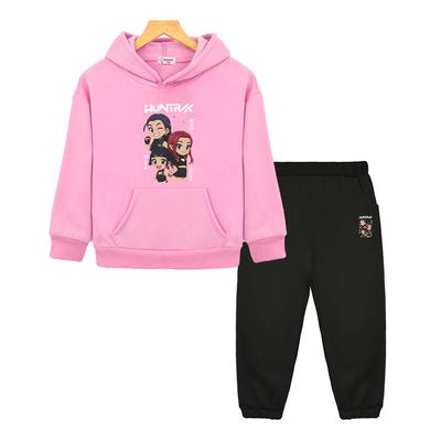 Kpop Dämonenjäger Herbst Hoodie Fleece Sweatshirt Jacke 2-teilig Pullover+Hose Jungen Mädchen Kapuzen Sportsets Kinder Boutique Kleidung