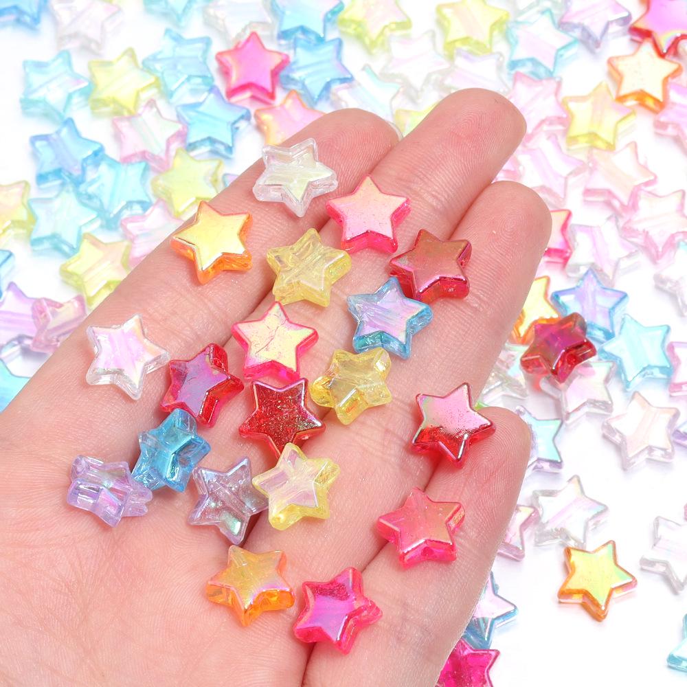 100-Piece Pack: Transparent Acrylic Plated Star Beads for DIY Jewelry Making