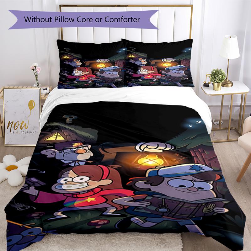 3pcs Gravity Falls Bedding Set Duvet Cover Closure Includes 1 Duvet Cover & 2 Pillowcases, Soft and Comfortable for All Seasons.