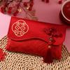 Traditional Red Envelope Best Wishes with Tassel Money Pocket Handmade Embroidery Details Red Lucky Bag New Year Celebration