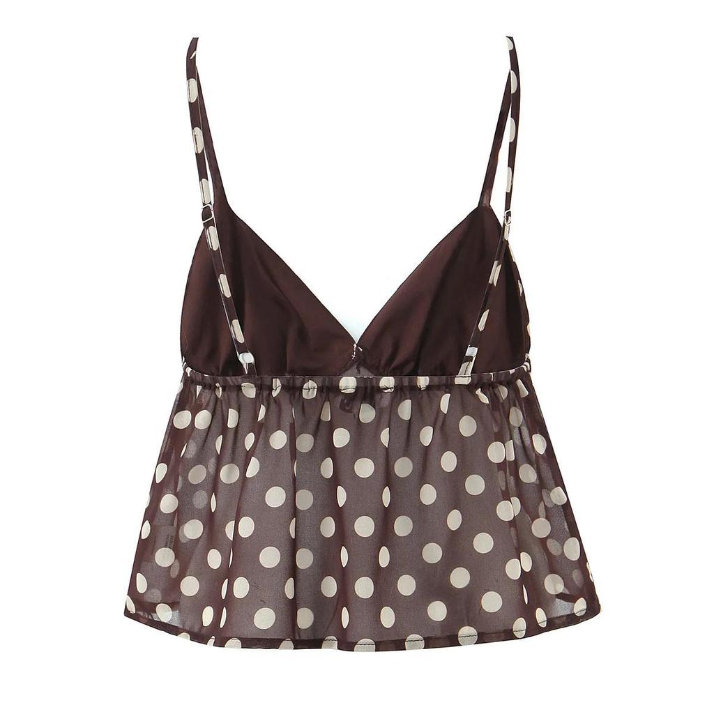 Women's Summer Polka Dot Camisole & Fishtail Midi Two-Piece Set