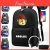 Mochila Roblox Estilosa Antifurto com Carregamento USB, Design Durável e Estojo para Canetas