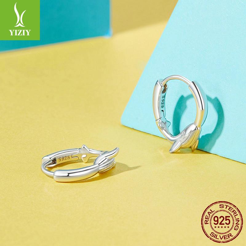 Boucle d'oreille Baleine Animale Femelle, Sens du Design Simple S925 Argent Sterling Boucles d'oreilles Bijoux d'oreille