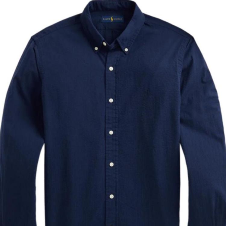 Polo Ralph Lauren SS23 Solid Color Long Sleeve Button Down Shirt With Pony Embroidery Men Shirts Dark-Blue MNPOWOV16821511-410