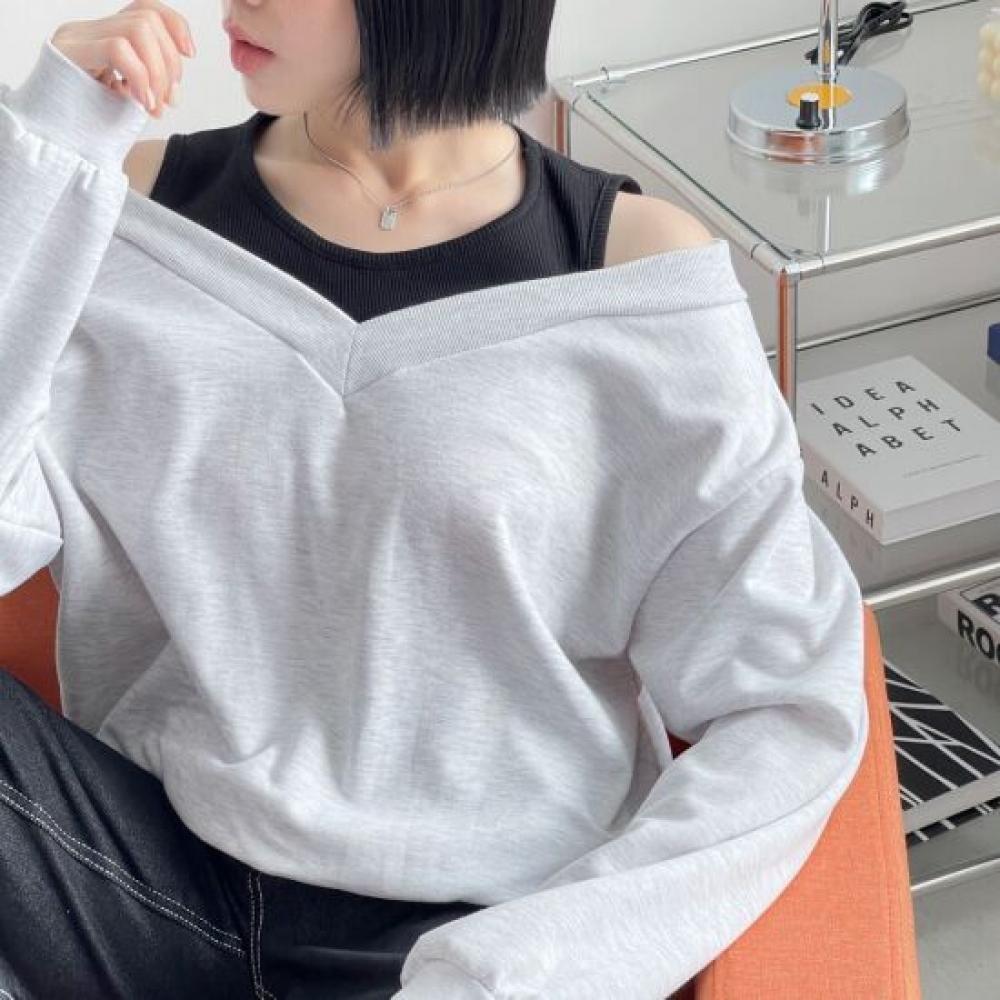 New ArriVals Open Run Women Autumn Street V Neck Open Shoulder Sweatshirt