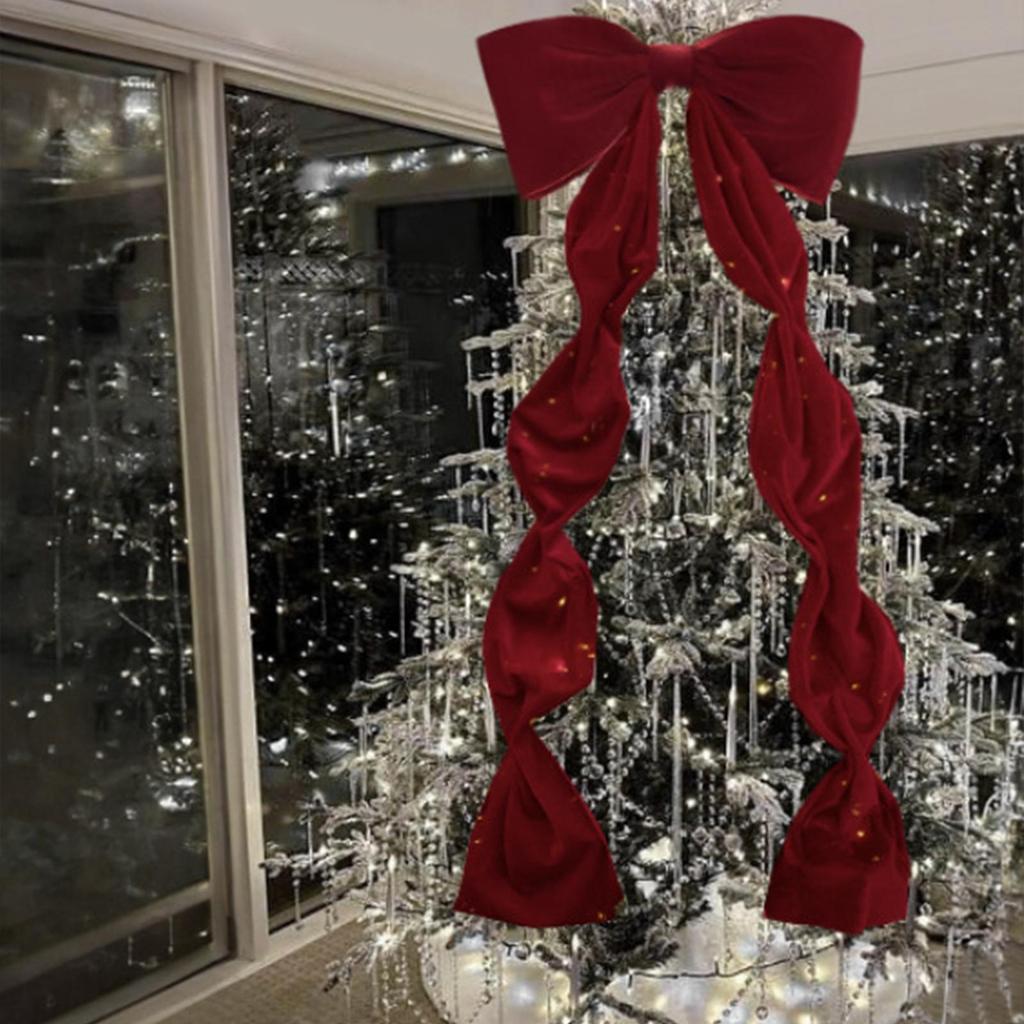 HOT 180cm Christmas Bow Large Velvet Christmas Tree Ornament Festive Holiday Home Decor Gift Christmas Party Accessory