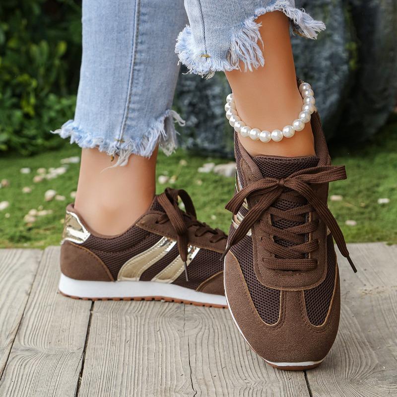 Women's Spring Flat Casual Sports Board Shoes, Retro Training Style Versatile Footwear, Available In Large Sizes.