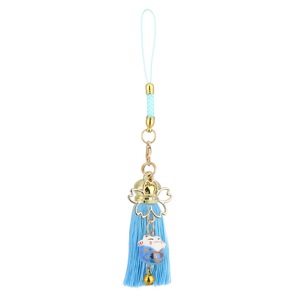 Phone Charm Rope Lucky Cat Cherry Blossom Bell Tassel Mobile Phone Lanyard Bag Pendant Cell Phone Hang Rope