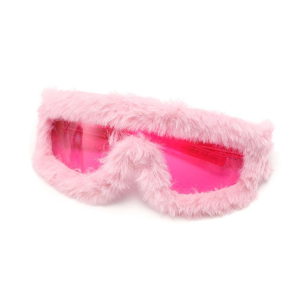 Soft Winter Sunglasses Furry Party Sunglasses Plush Sunglasses Winter Christmas Halloween Party