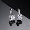 Women Luxury Diamond Square Ear Stud Earrings Vintage Wedding Jewelry Zircon Stone Rhinestone Brief Gift