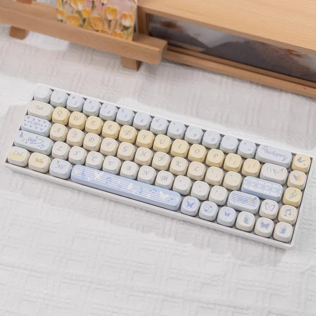 Butterfly Orchestra Milk Cube Keycaps - Cute Kawaii Keycap Set for 87/81/75/68Key Layout Mechanical Keyboards, Perfect Sweet Style Gift for Girls