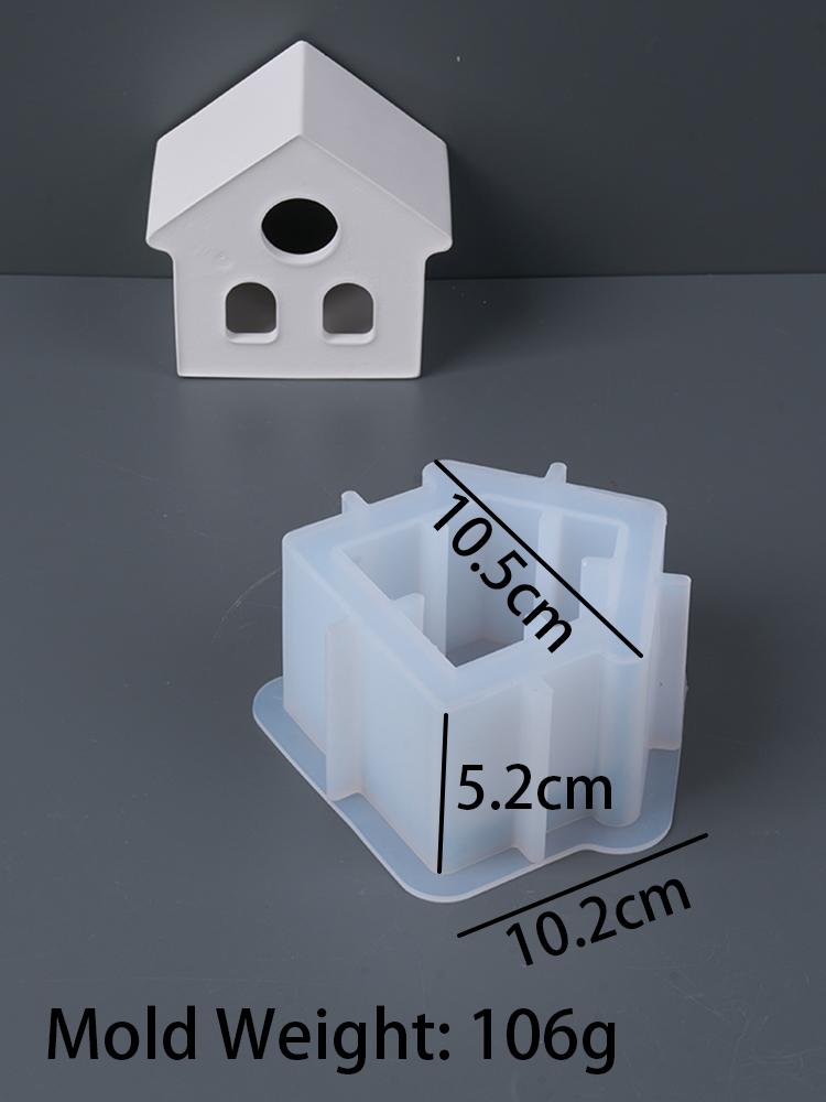 DIY Birdhouse Tea Lamp Holder Silicone Mold 3D House Candlestick Ornaments Gypsum Concrete Mould Resin Crafts Casting Home Decor