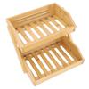 2 Tier Large Bamboo Fruit Basket Breathable Structure Strong Load Bearing Counter Vegetable Storage