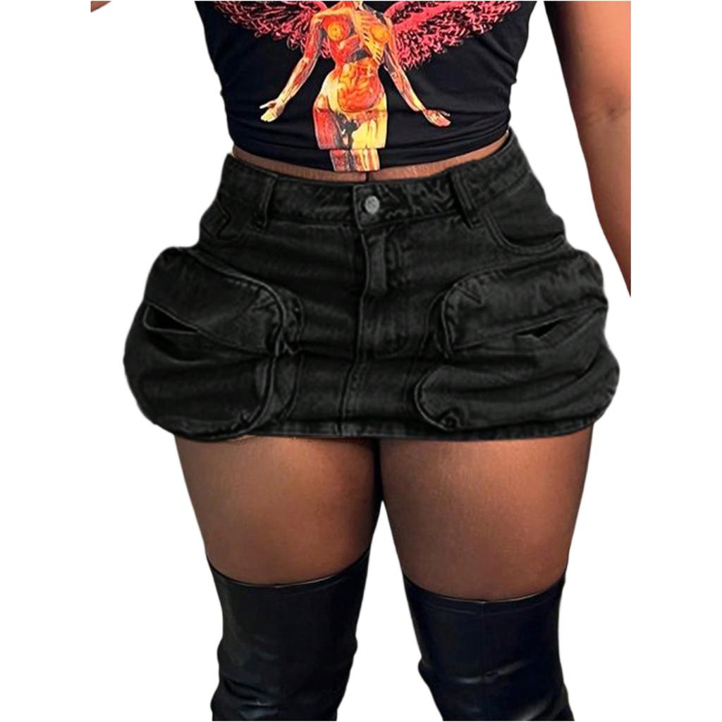 Women's Color Skirt Stretch Slim Fit Distressed Denim Skirt