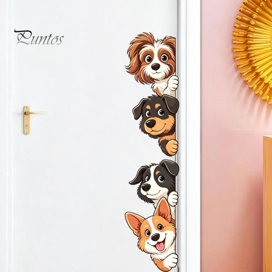 Bathroom Glass Window Clings Cartoon Puppy Wall Sticker, Easy Apply Waterproof PVC Decal, Creative Unique Pet Lover Gifts Dog Pattern Stickers for And