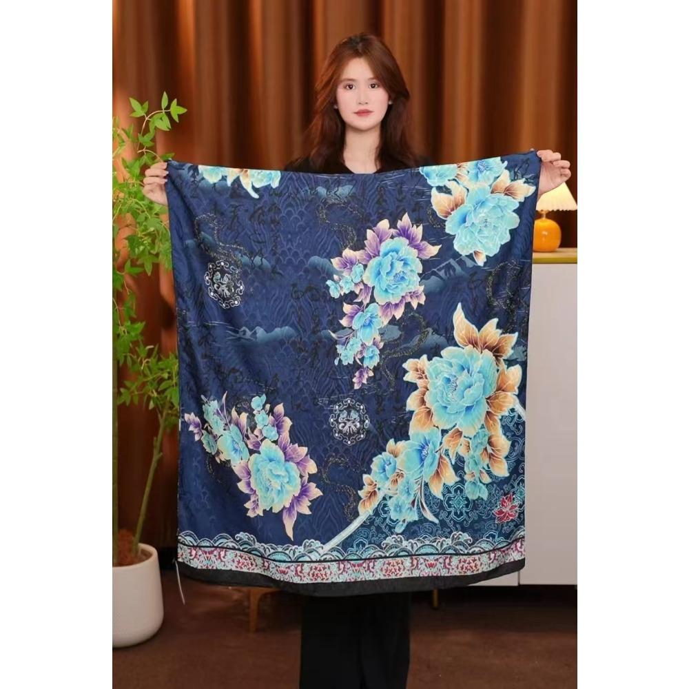 

Древняя рифма Чернила Аромат Печать Ароматная облачная пряжа Весенне-летний шелковый шарф Большой длинный шарф Шаль Защита от солнца Женский шарф 180*90