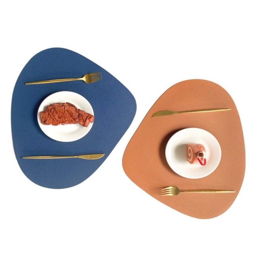 PU Leather Table Mat Imitation Cowhide Pattern Flatware Place Pad Modern Placemats  Home Decor