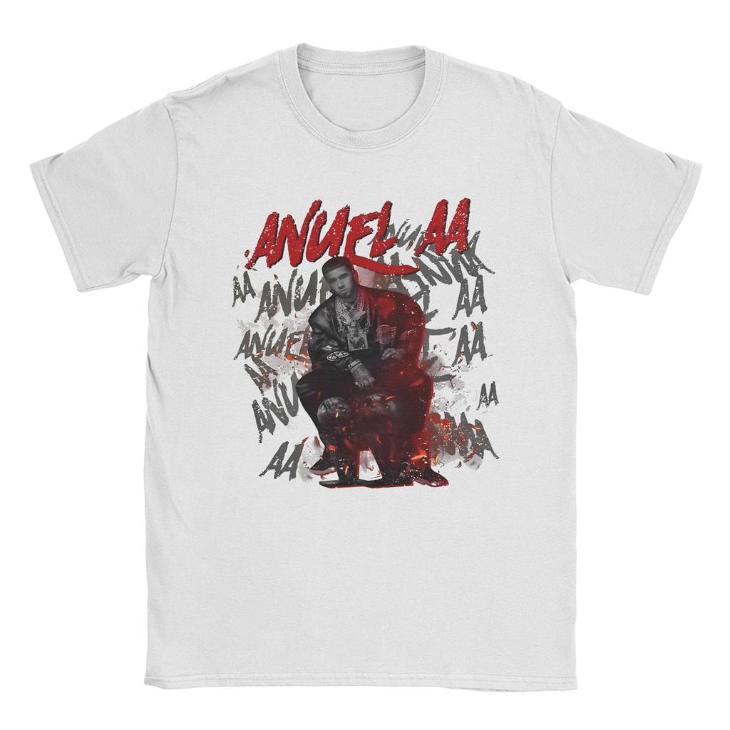 Anuel AA Real Hasta La Muerte T-Shirts Men Rapper Music Novelty 100% Cotton Tee Shirt Round Neck Short Sleeve T Shirt Clothes