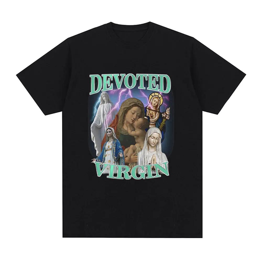 Devoted Virgin Meme Grafik T-Shirt Herren Mode Vintage Kurzarm T-Shirts Lässig T-Shirt Oberteile Unisex
