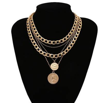 Multiple Layer Coin Pendant Necklace Sturdy Alloy Jewelry Gift For Women Fashionable Layer Designs Portable