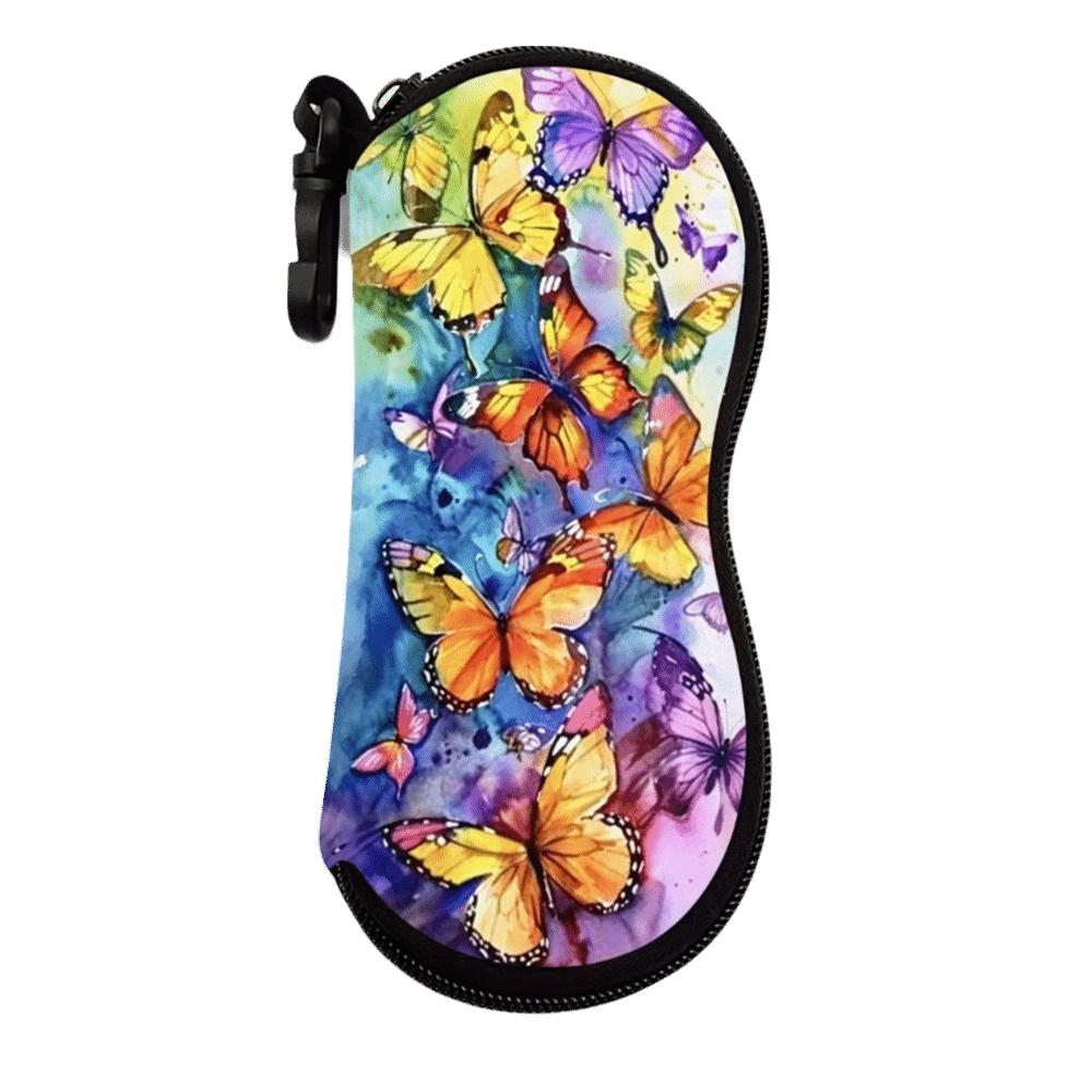 Hanging Sunglasses Storage Bag Leather Reading Glass Pouch Flower Print Eyeglass Case Women