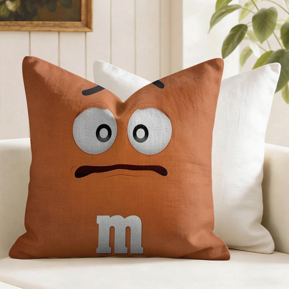 Fashion MMMs Chocolate Cushion Cover Eco Linen Pillow Case DoubleSided Print Breathable Durable Zipper Home Decor Gift