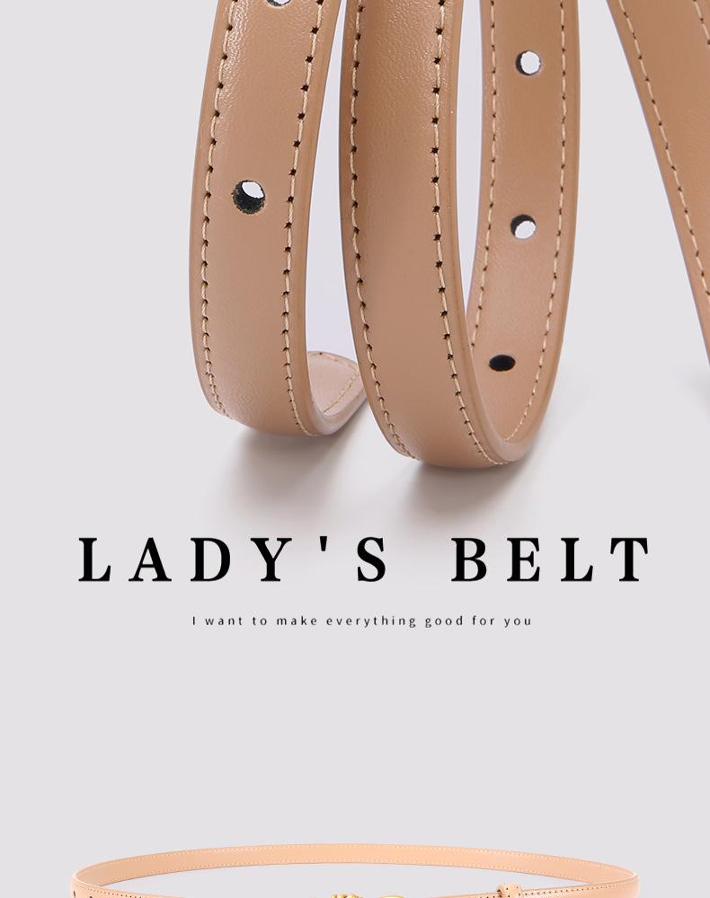 Women's Genuine Leather Bowknot Waist Belt - Simple, Versatile, Thin Cowhide Accessory for Dresses, Skirts, Shirts, and Trousers.