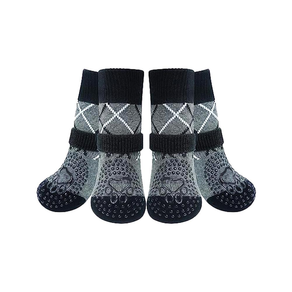 4 Stück/Set Rutschfest Pfotenschutz Hundesocken Schwarz Braun Anti-Haaren Atmungsaktiv Rutschfeste Socken Für 5-30kg Mittelgroße Große Hunde