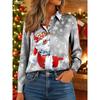 Christmas Women's Shirt Graphic Santa Claus Elegant Vintage Tropical Long Sleeve Shirt Collar Regular Tops Daily Holiday Winter