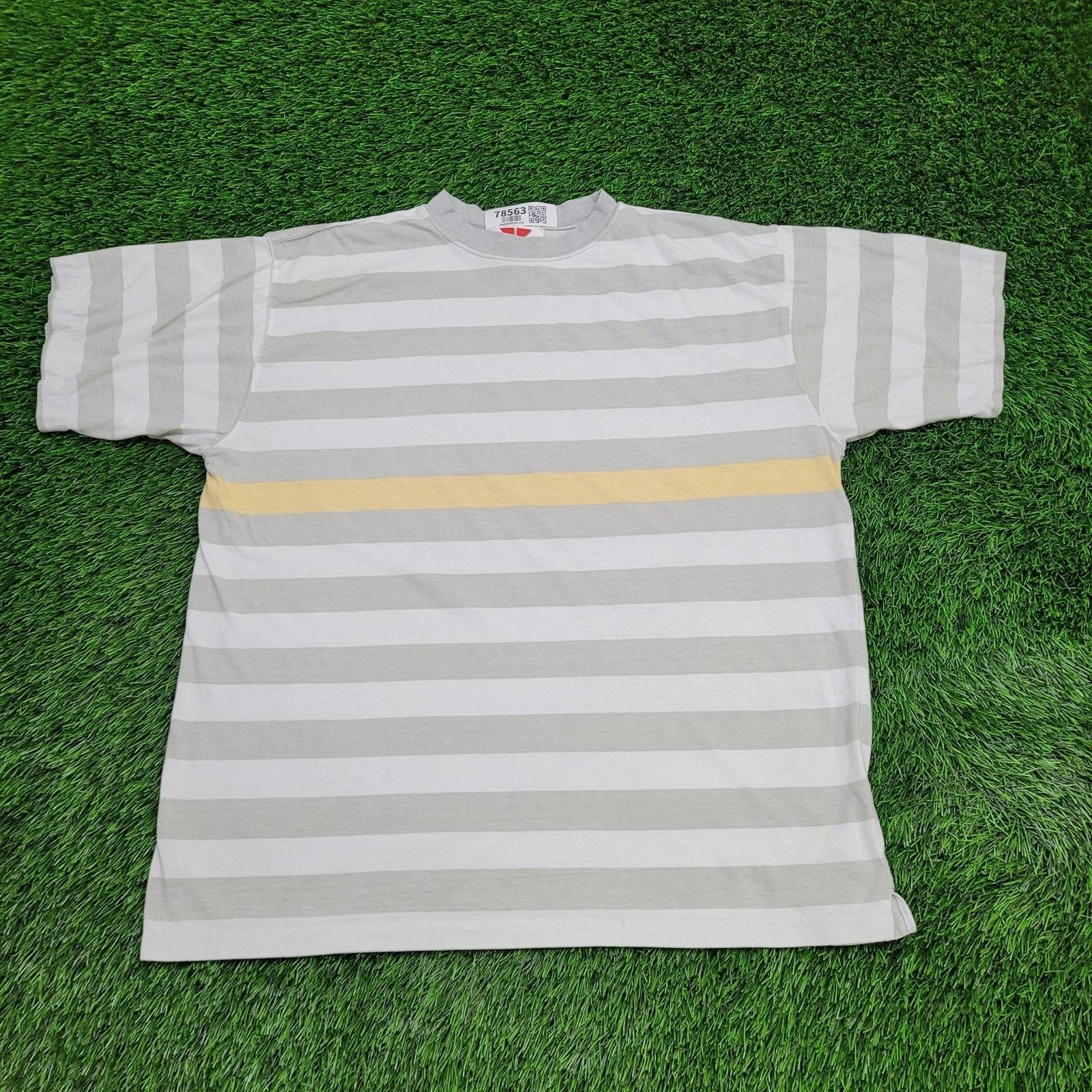 Vintage Winners Horizontal Stripe Shirt Large 24x28 Pastel Gray Yellow White XL