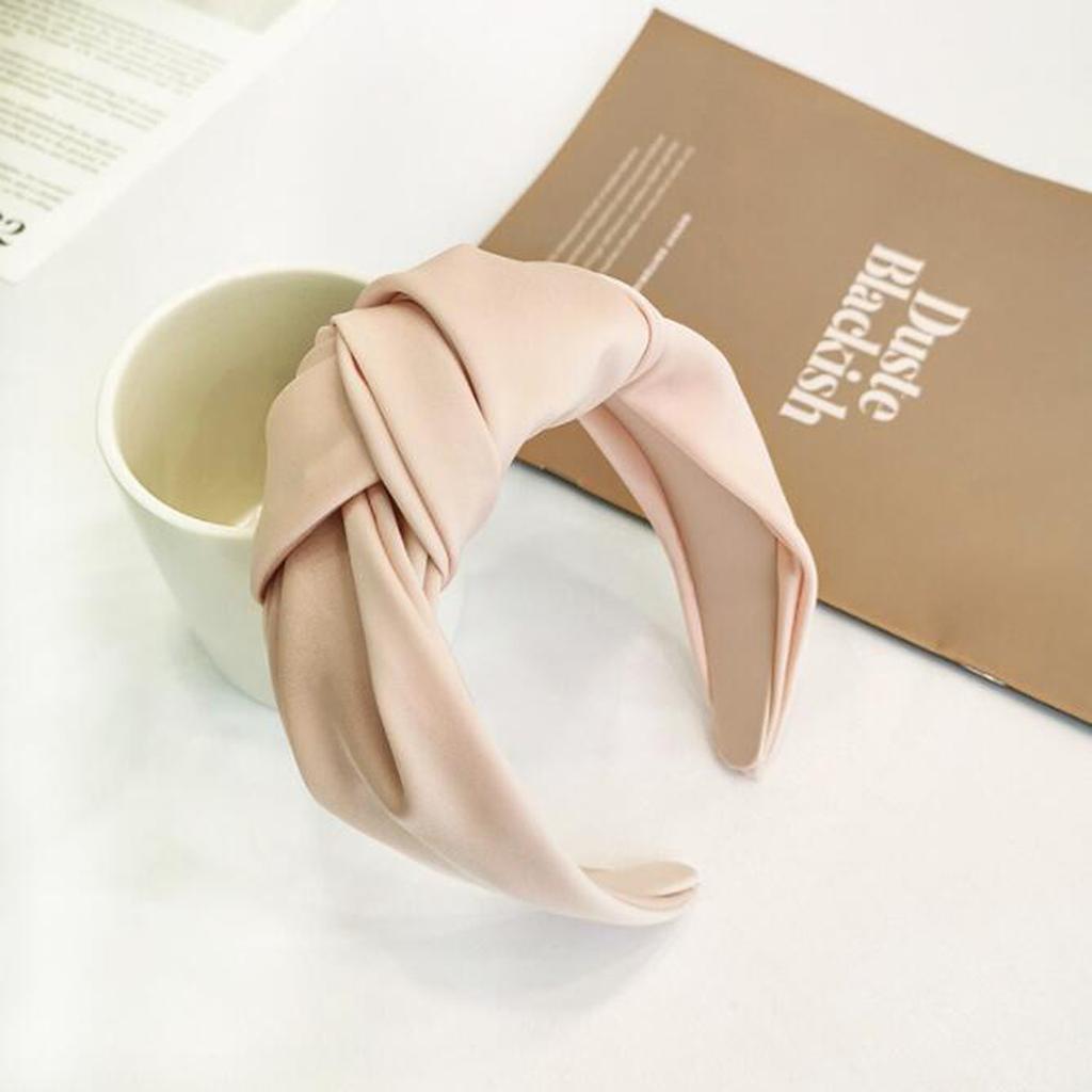 PROLY New Fashion Women Headband Adult Wide Side Solid Color Hairband Center Knot Turban Casual Hair Accessories