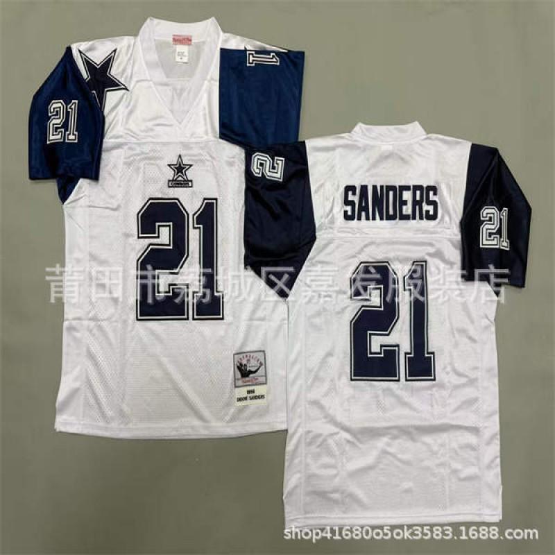 Camiseta de Fútbol Retro NFL Dallas Cowboys para Hombre de Algodón Bordada Camisa Deportiva del Equipo Ropa para Aficionados