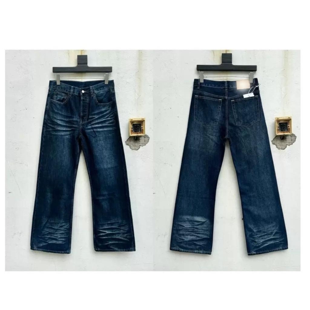 ZYLLO American Style Washed Jeans Niche Chic Blue Denim Wide Leg Pants Straight Trousers