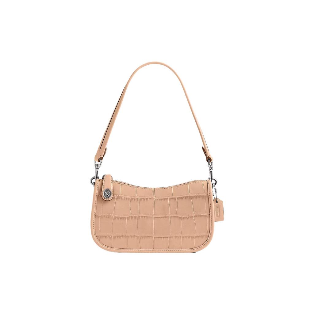 Coach Swinger 20 Solid Color Zipper Closure Crocodile Embossed Leather And Calfskin Underarm Handheld Shoulder Bag Small Women handbags CP024-LHWFT