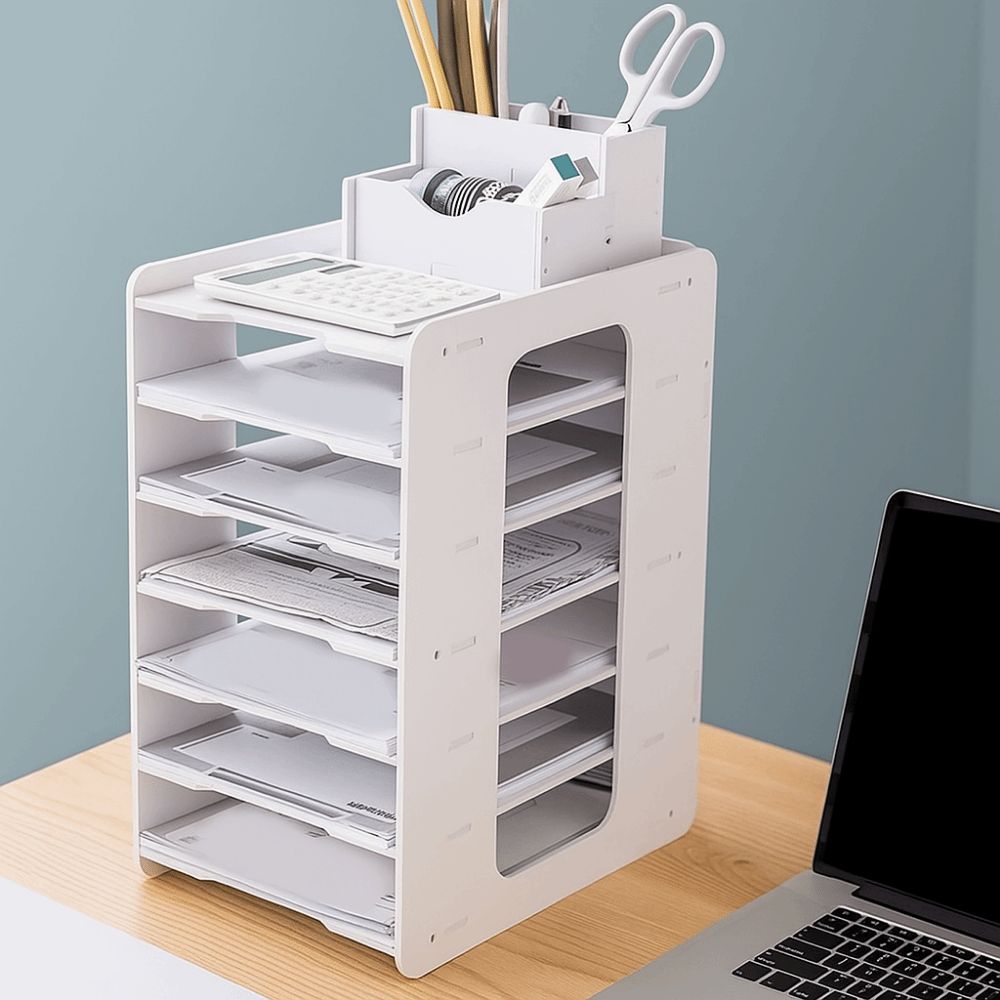 Large Capacity Multi-layer File Storage Rack Space Saving File Holder Desk Organizer  for Home
