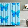 Blue Butterfly Watercolor Shower Curtain Waterproof Bath Rug Decoration For Bathroom Home Decor 20X7251*183Cm
