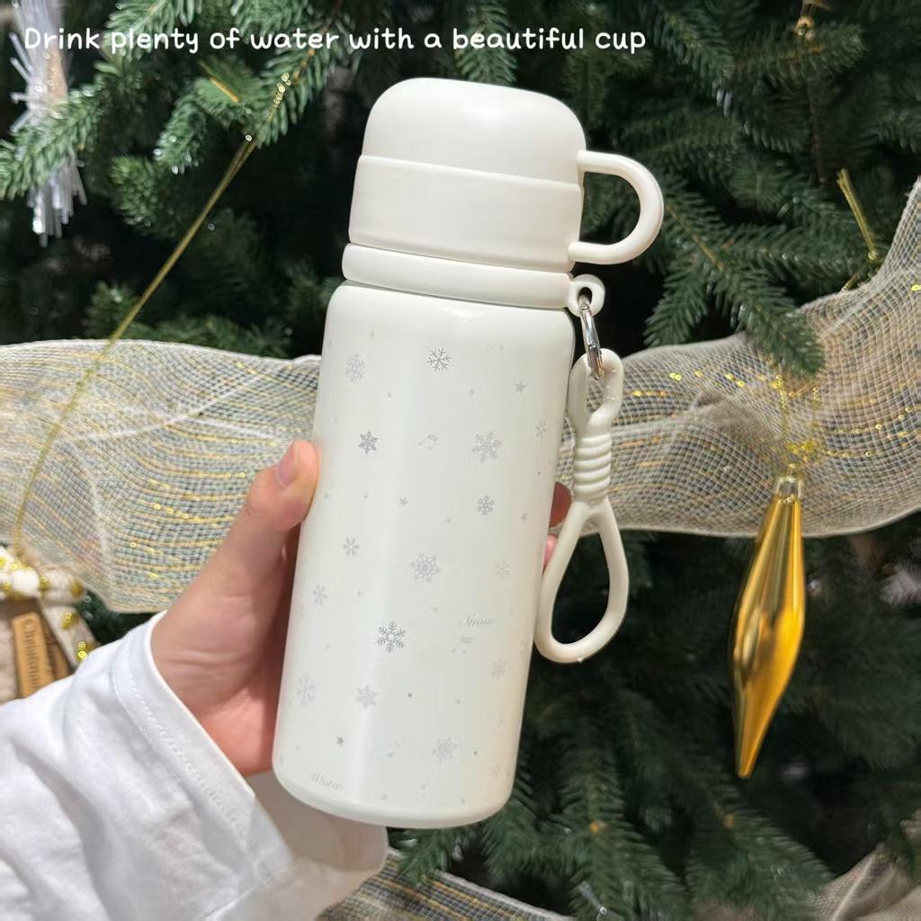 Simple large-capacity high-value stainless steel thermos cup for girls, cute student non-collision ins portable straw cup