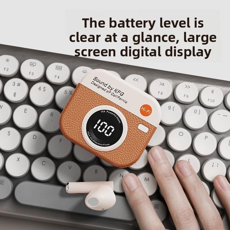 Vintage Camera Bluetooth Earphones With Noise Cancelling Wireless Stereo For Music Lovers