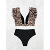 2025 Leopard Print Sexy High-waisted Split Cross Bikini for Women