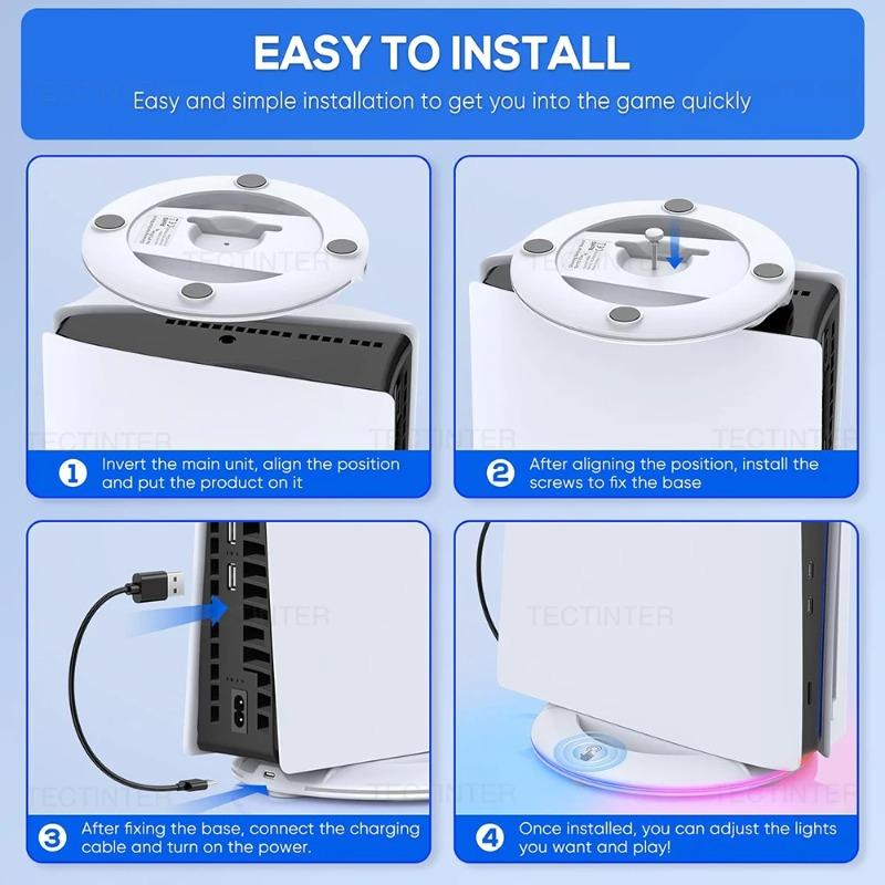 RGB Vertical Cooling Stand for PlayStation PS5 Slim Disc/Digital Edition Console Anti-Slip Base Bracket Holder Game Accessories