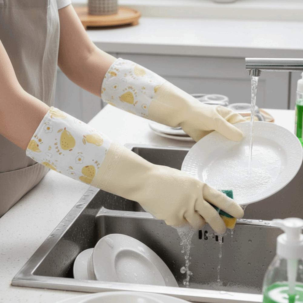 Waterproof Dishwashing Gloves Fleece Lined Scrubbing Gloves Winter Gloves  Outdoor Cleaning